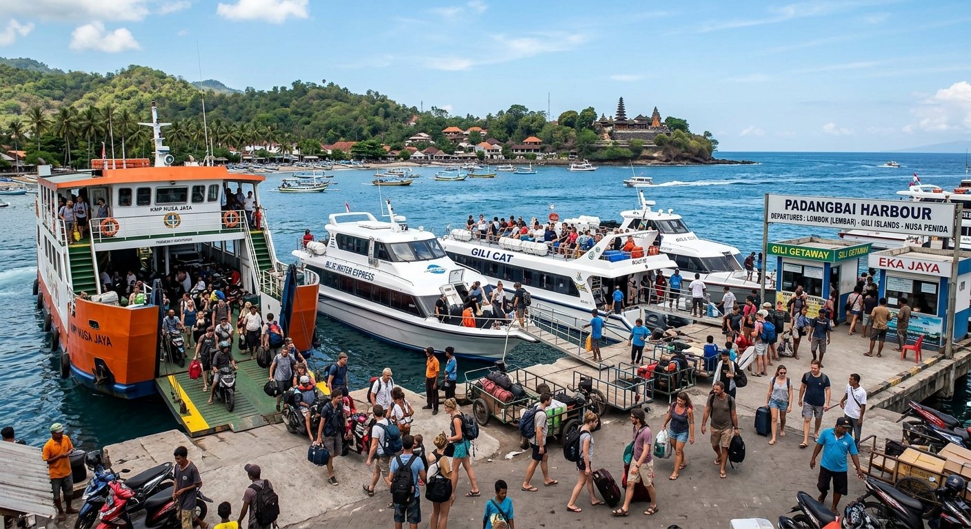 Padangbai harbour view
